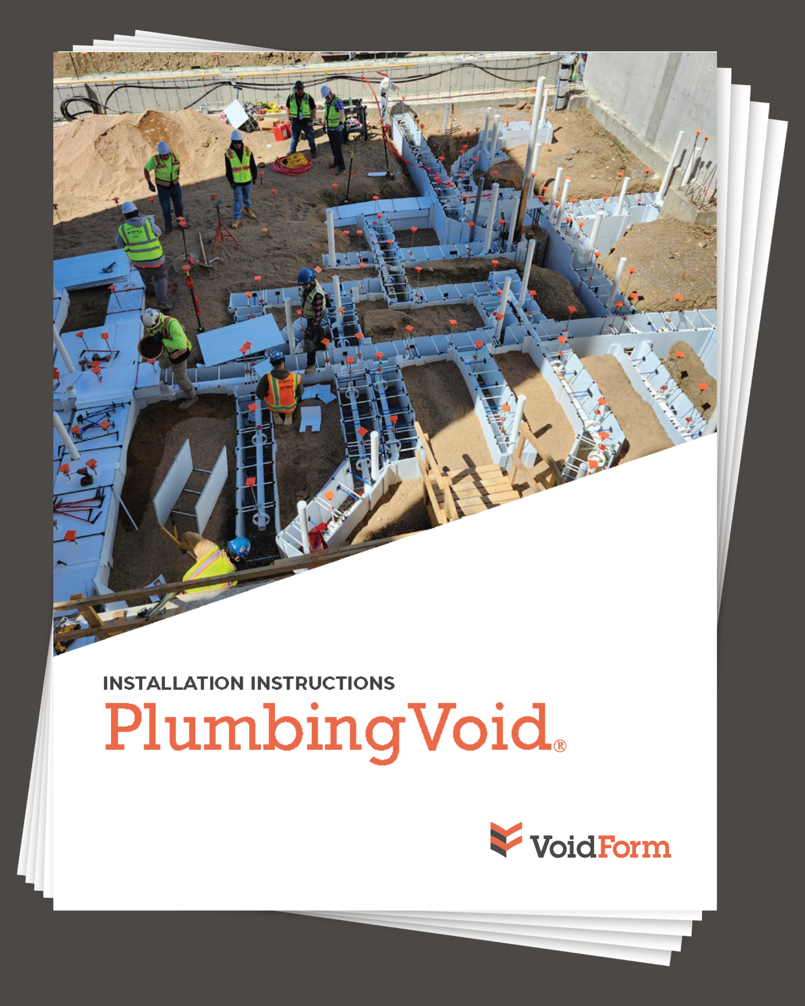 Stack of PlumbingVoid Installation Manual sheets